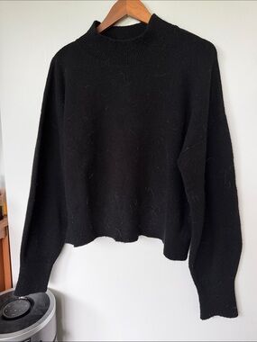 & Others Classic Black Mock Neck Women's Sweater *flawed*